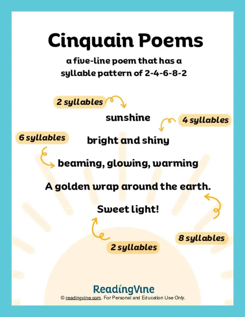 Cinquain Poem Examples and Activities ReadingVine Cinquain Poem Examples and Activities ReadingVine
