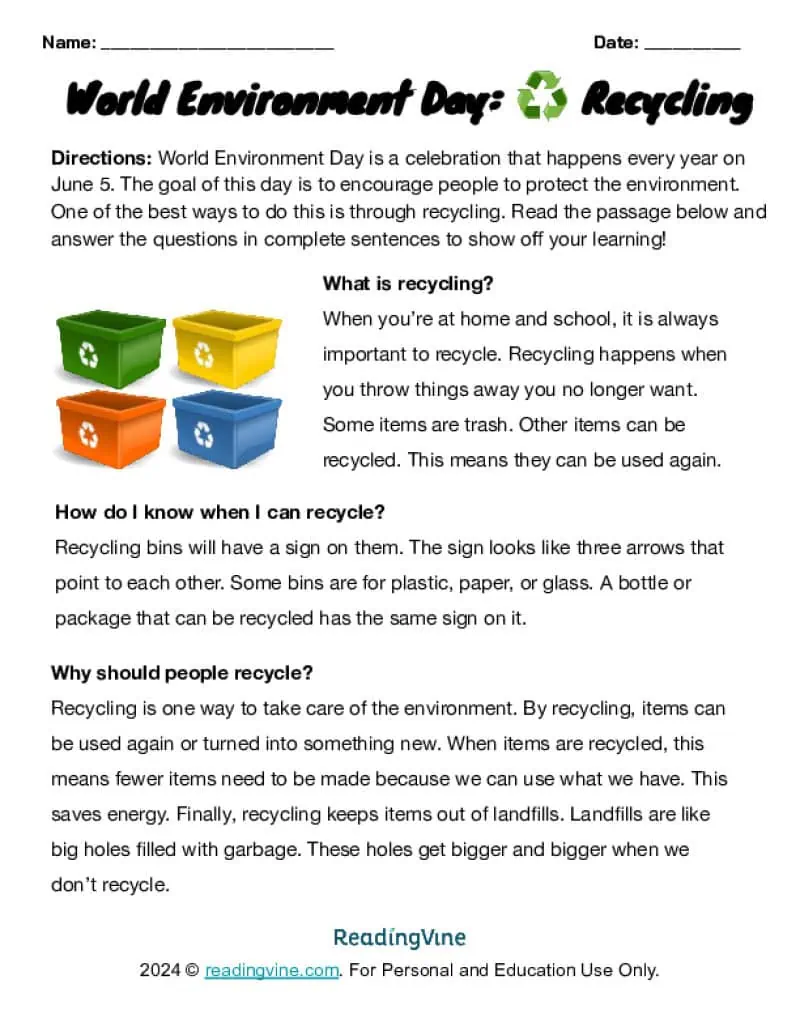 World Environment Day: Recycling Activity