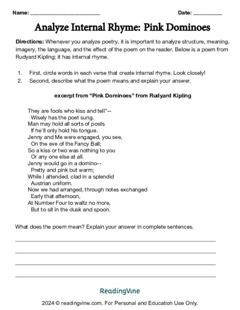 Analyzing Internal Rhyme Activity