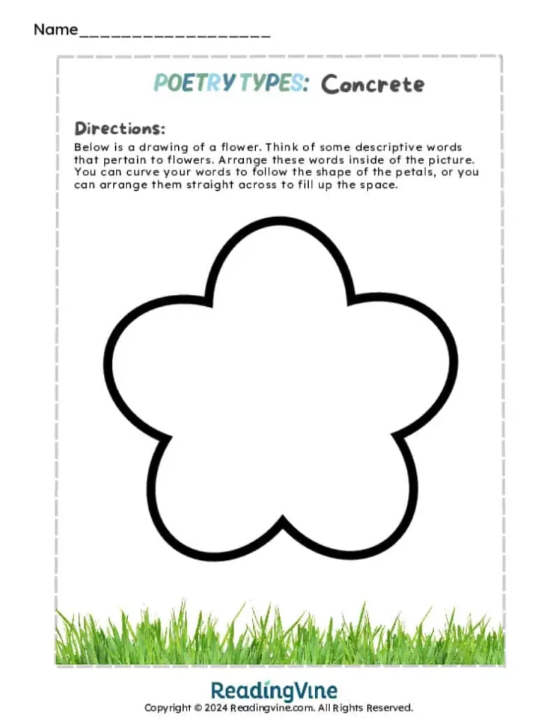 Concrete Poem Flower Activity