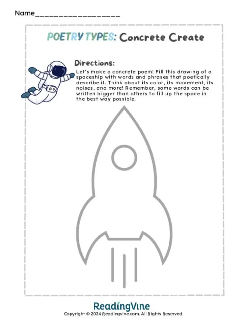 Create a Rocketship Concrete Poem