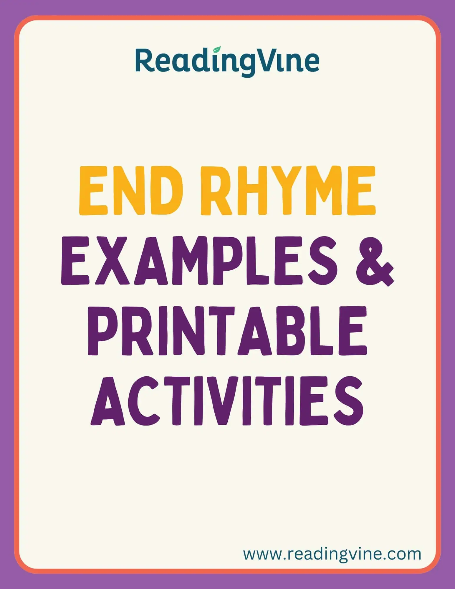End Rhyme Examples and Printable Activities Image