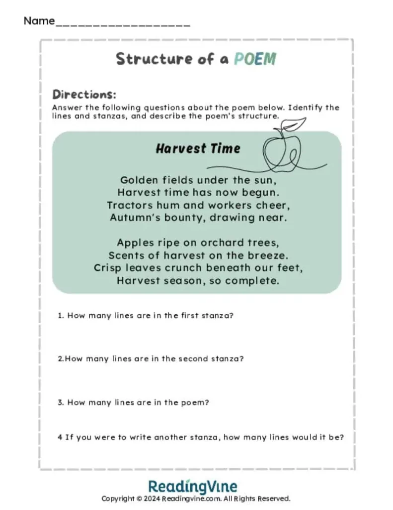 Identifying the Structure of a Poem Activity