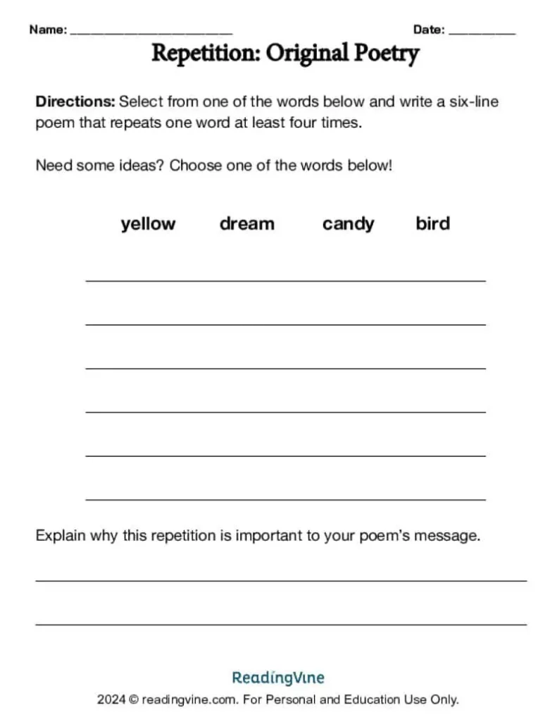 Write an Original Poem Using Repetition