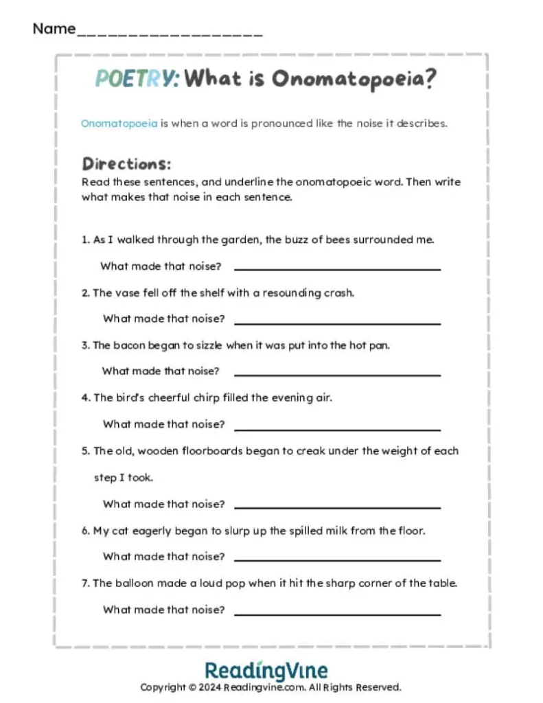 What is Onomatopoeia? Writing Activity