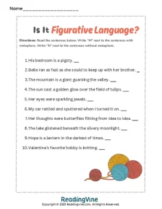 Figurative Language Metaphor Activity-Image