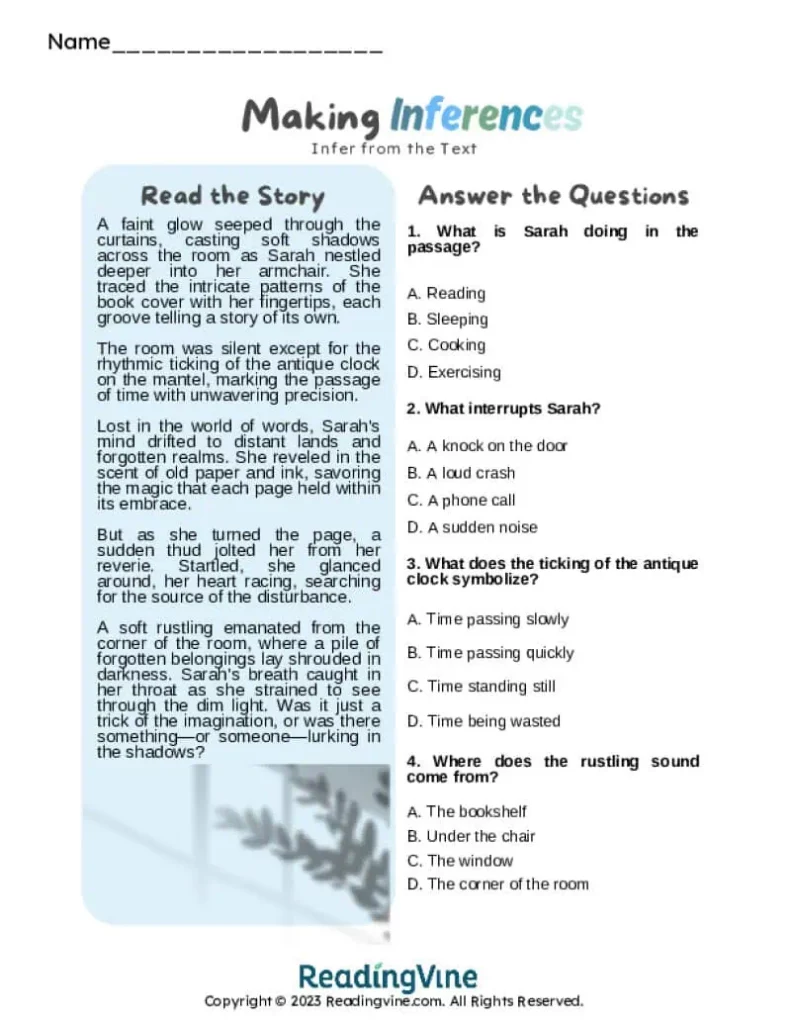 Making Inferences Reading Comprehension Activity