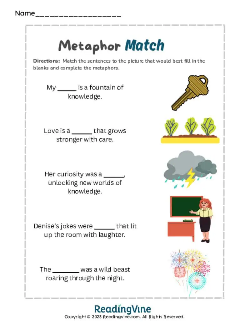 Metaphor Matching Activity-Image