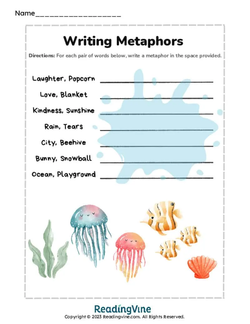 Metaphors Writing Activity-Image