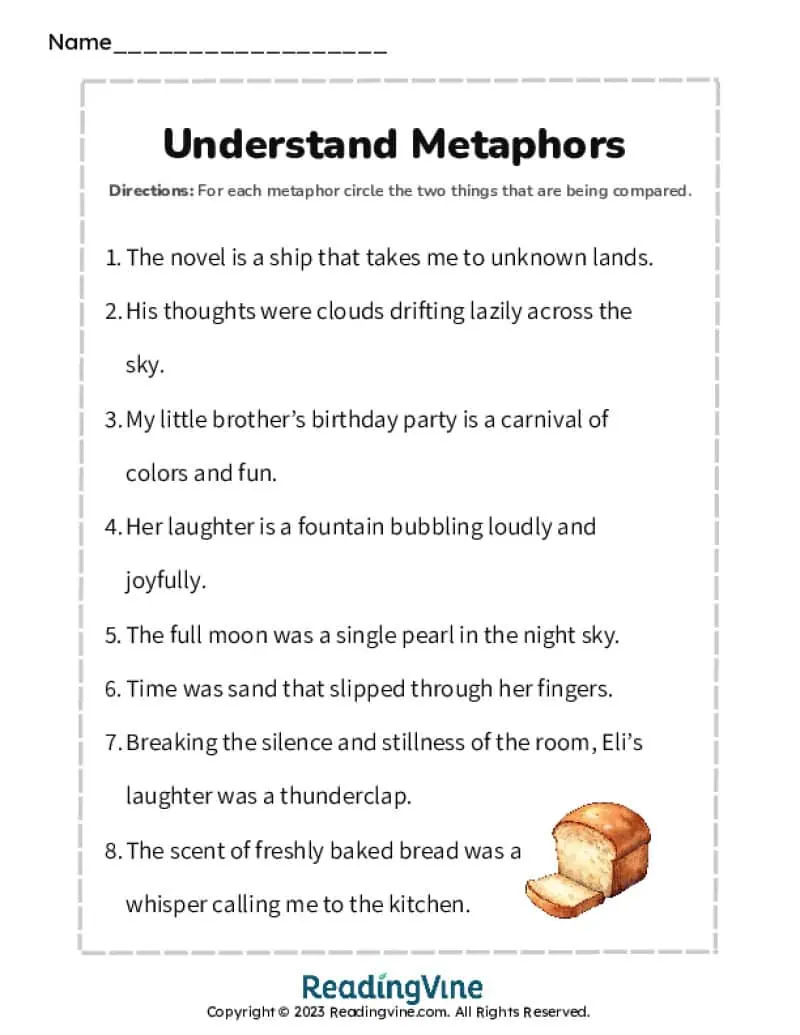 Understanding Metaphors Worksheet-Image
