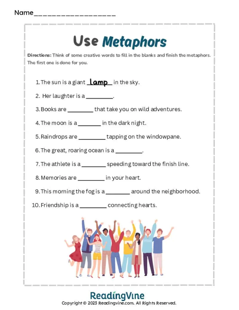 Using Metaphors Printable Activity-Image