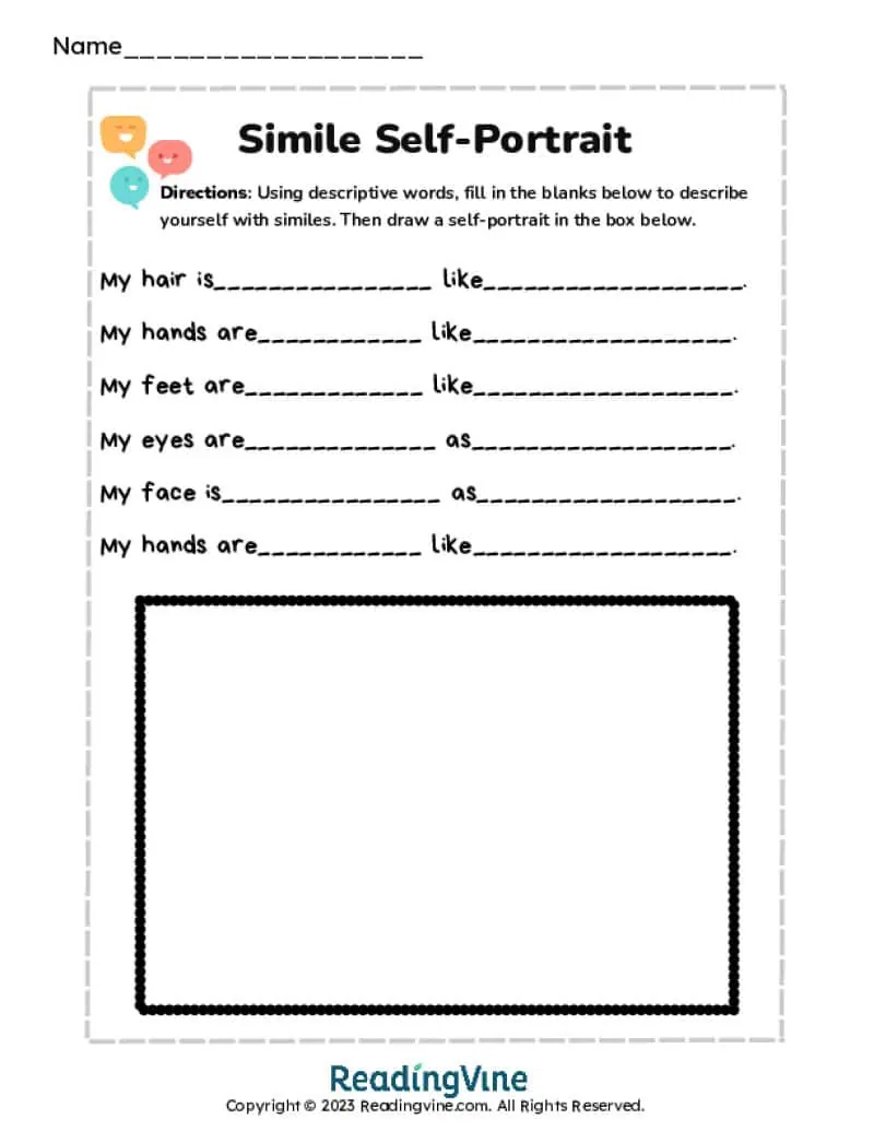Simile Self Portrait Printable Activity Image