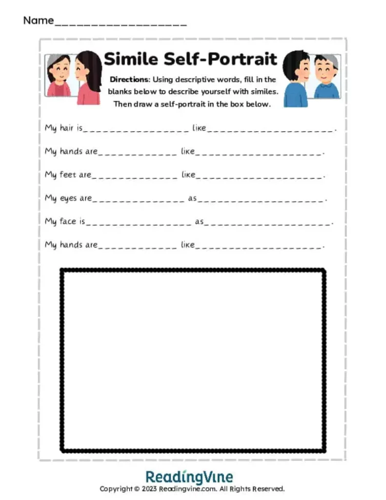 3rd-4th Grade Simile Self-Portrait