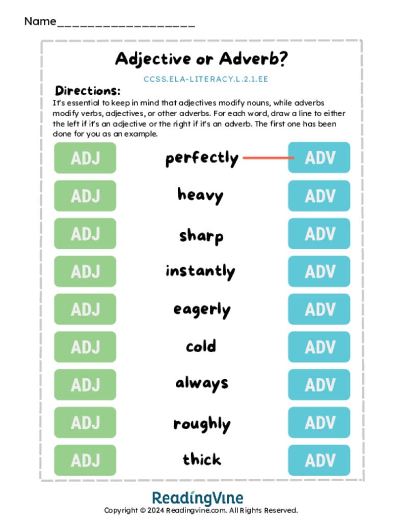 Adjective or Adverb Worksheet