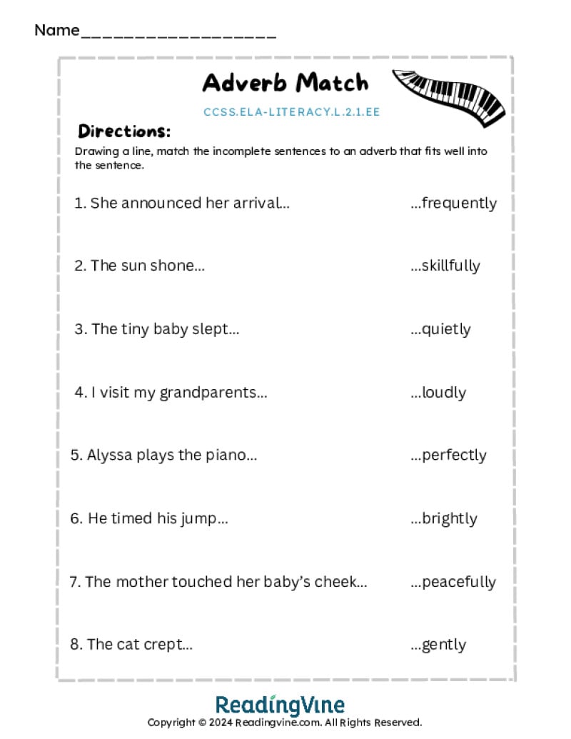 Adverb Matching Activity