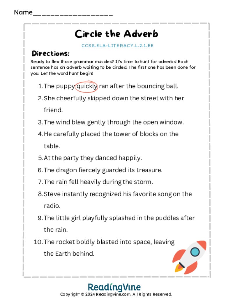 Circle the Adverb Worksheet Activity