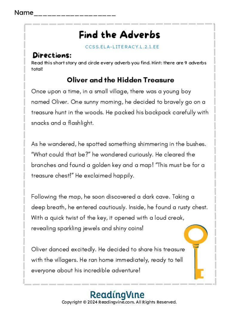 Find the Adverbs Activty