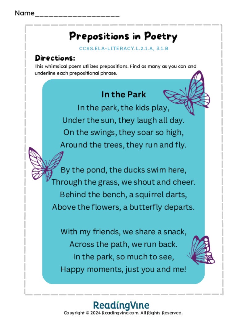 Prepositions in Poetry