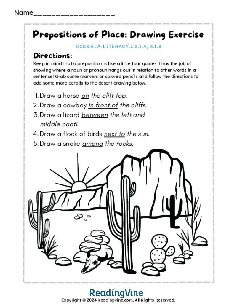 Prepositions of Place Drawing Activity