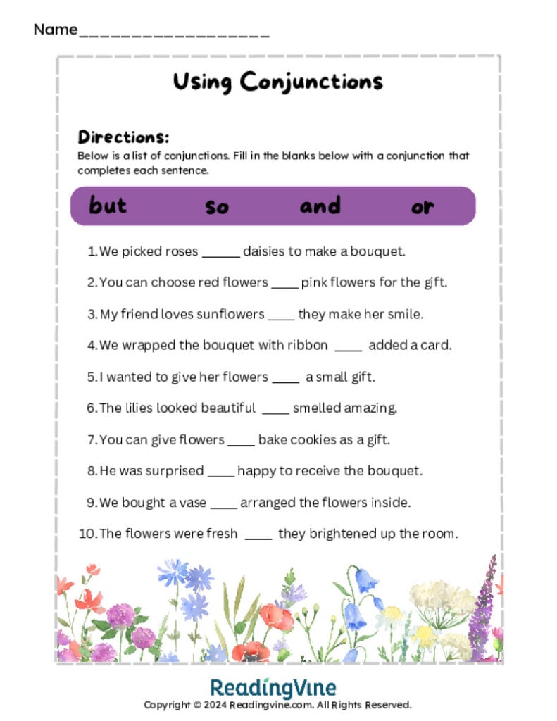 Complete the Sentences With Conjunctions