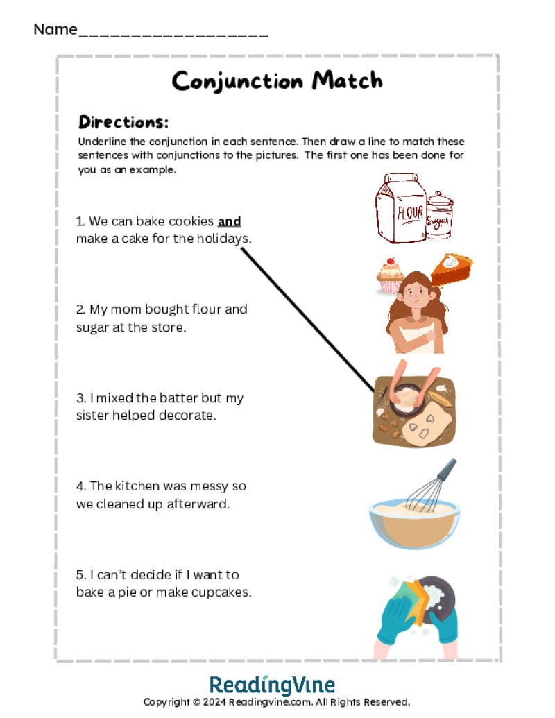 Printable Conjunction Worksheets