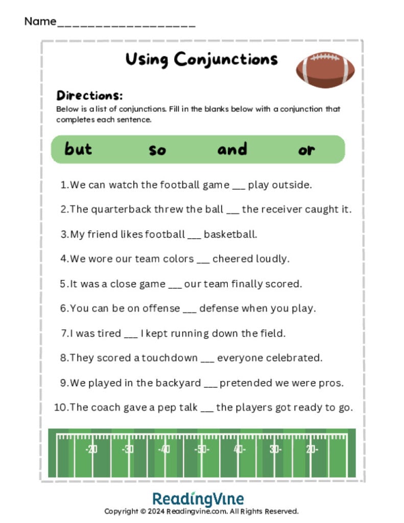 Fill in the Blanks Using Conjunctions