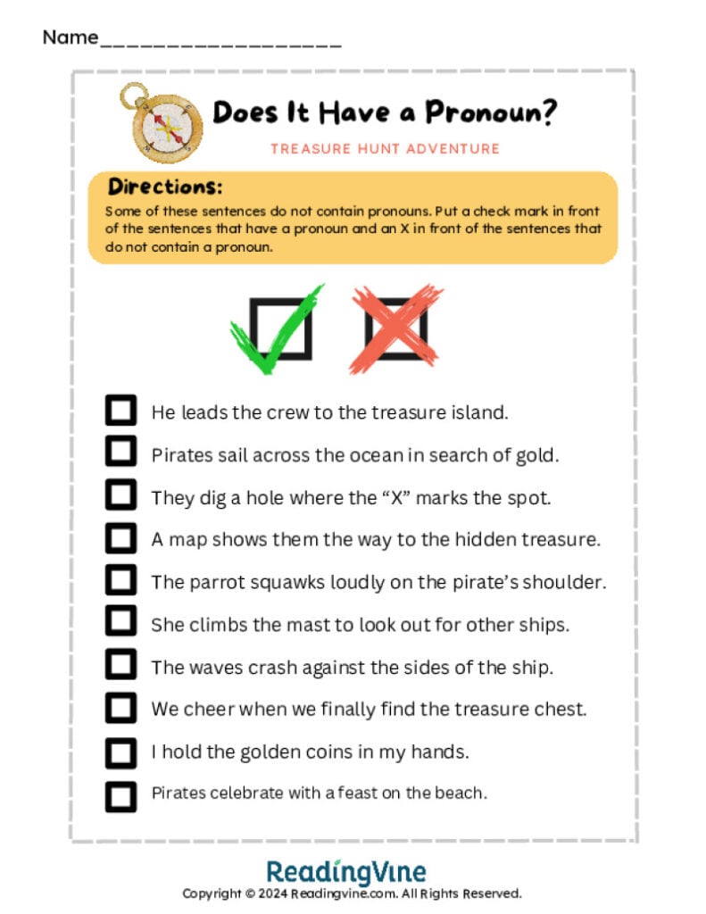 Pronoun Treasure Hunt Activity