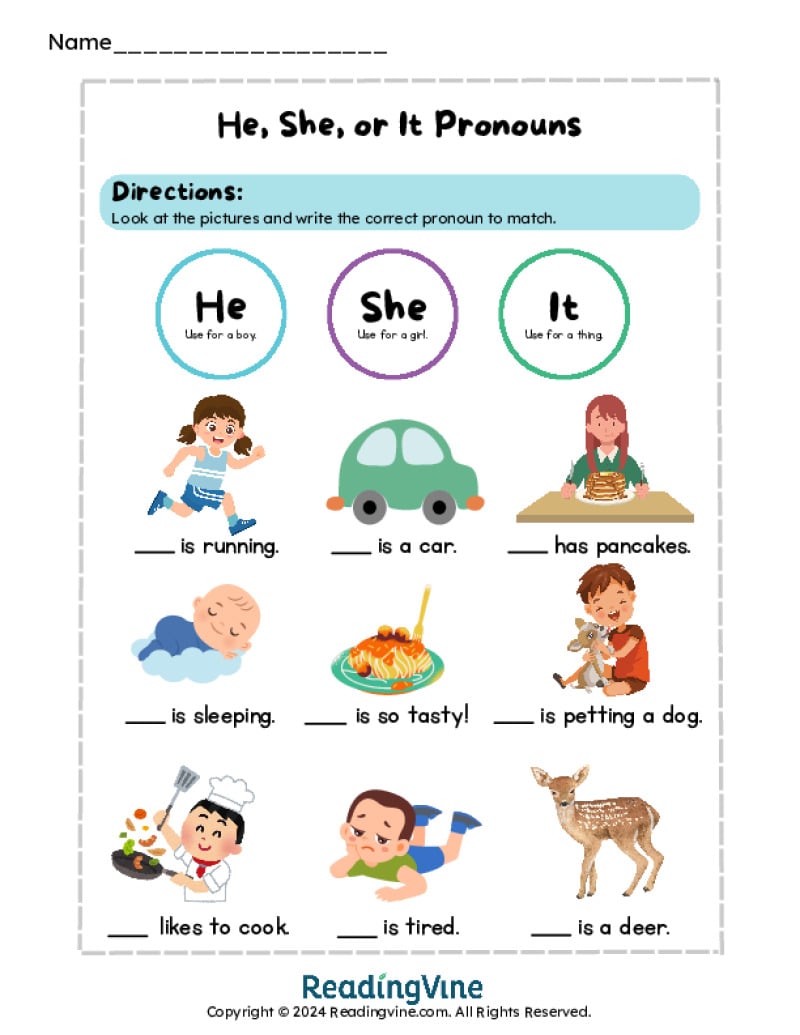 Printable Pronouns Activity