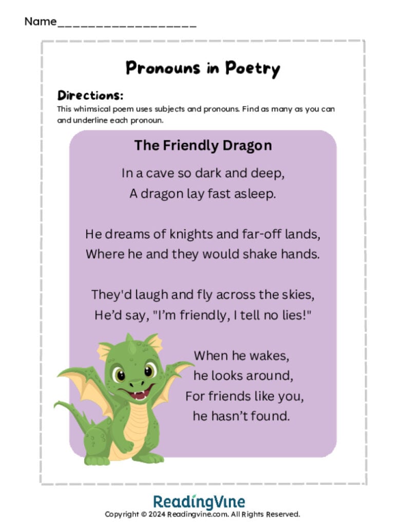 Pronouns in Poetry Activity