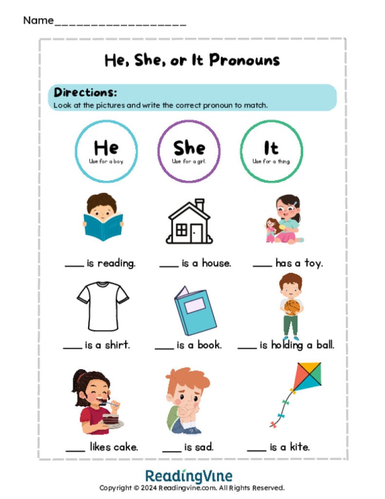 Using Pronouns Printable Activity
