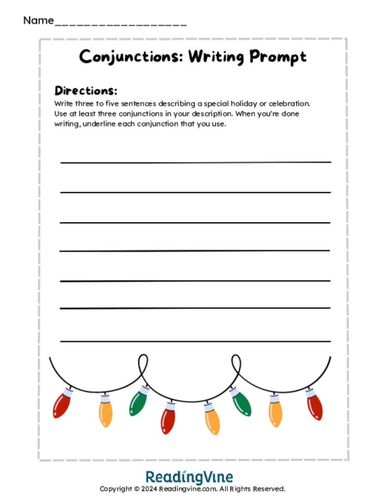 Write About a Special Holiday Using Conjunctions