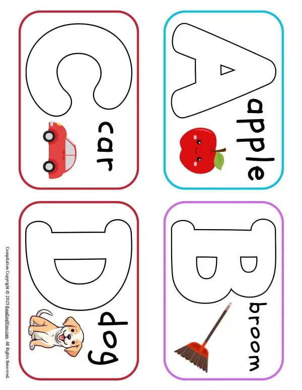 Alphabet Flash Cards - Pictures - Horizontal