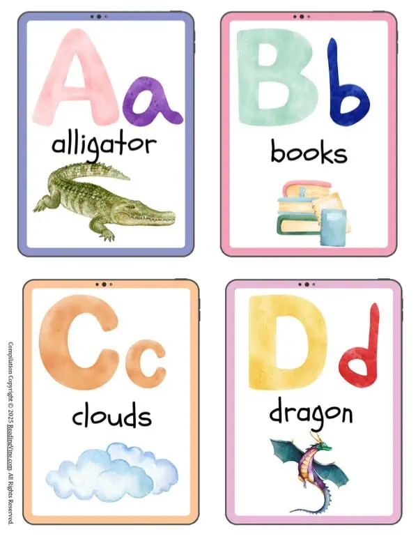 ABC Flashcards - Watercolors