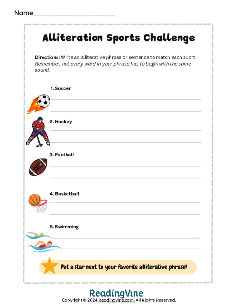 Alliteration Sports Challenge