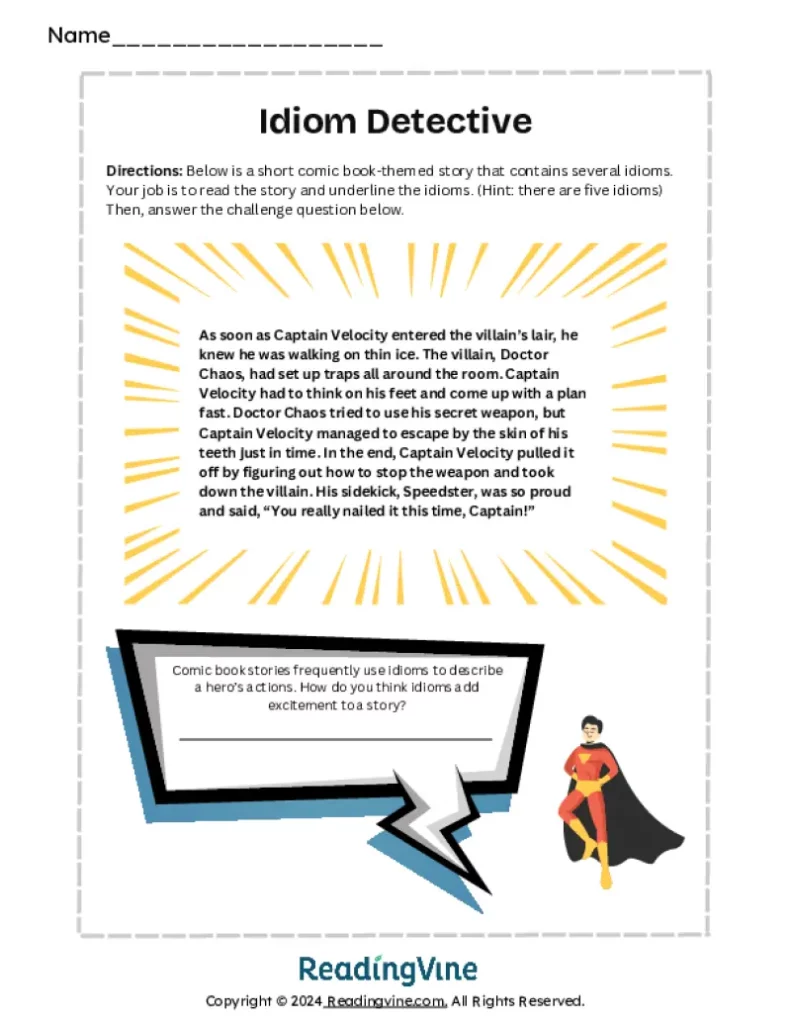 Idiom Detective Reading Activity