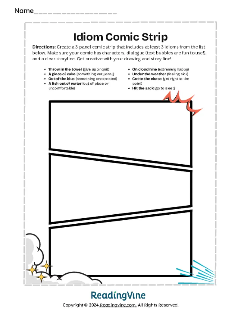 Idioms Comic Strip Activity