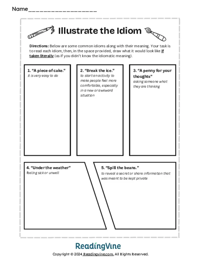 Illustrate the Idiom Worksheet