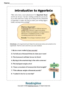 Intro to Hyperbole Worksheet-image