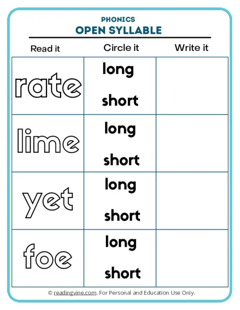 Worksheet 10: Words Rate, Lime, Yet, Foe