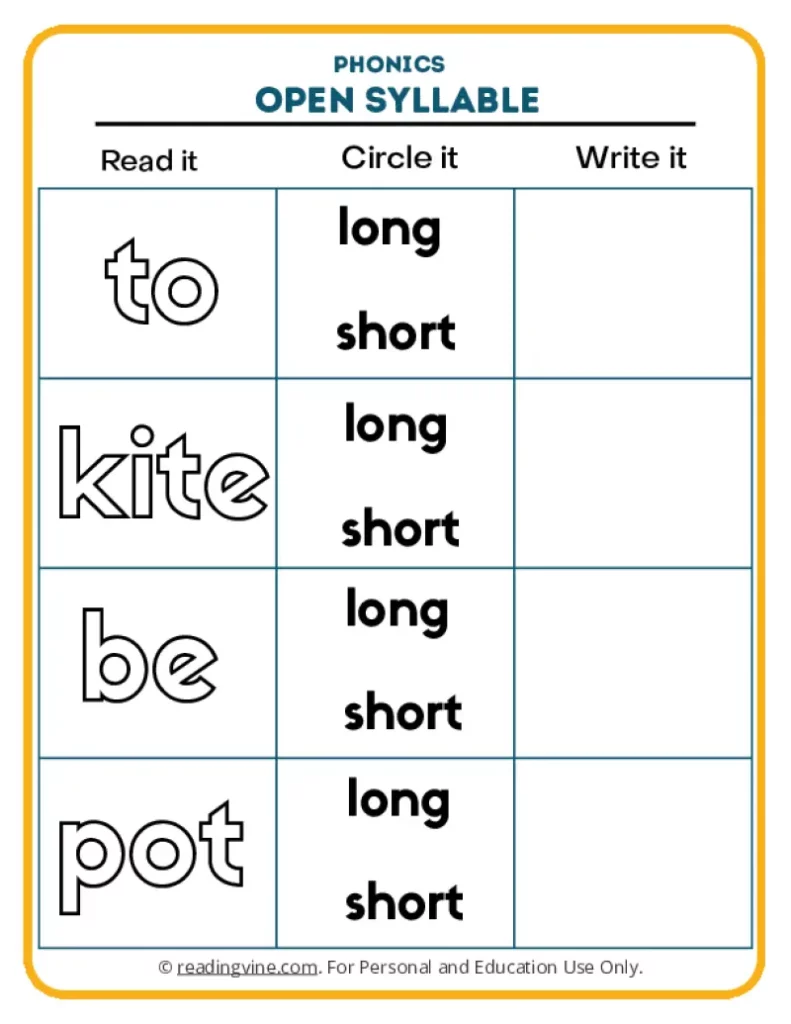 Worksheet 2: Words To, Kite, Be, Pot