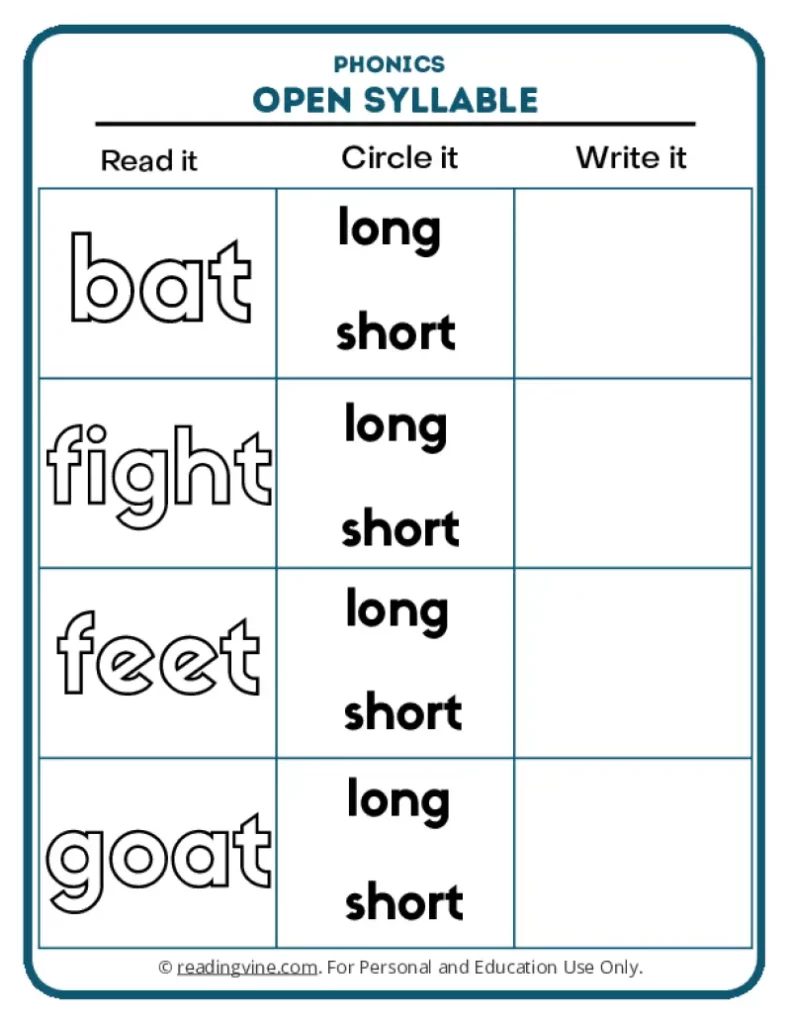 Worksheet 7: Words Bat, Fight, Feet, Goat