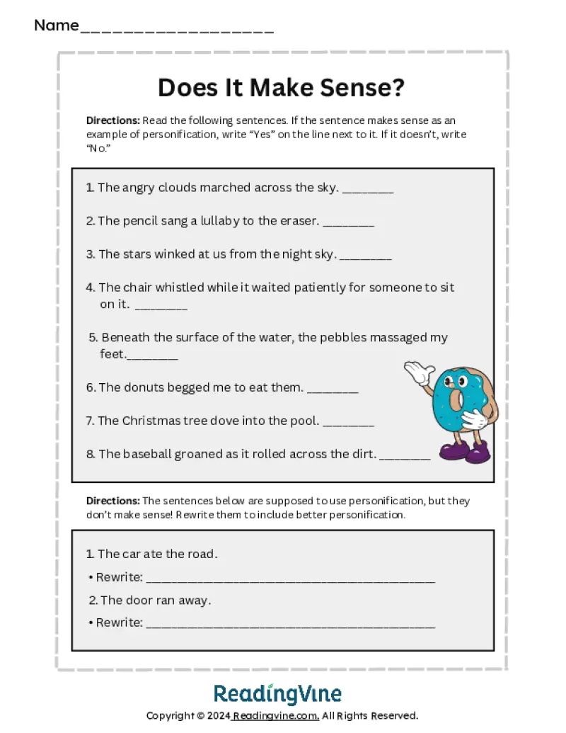 Printable Personification Worksheets