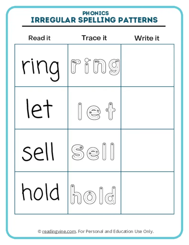 Activity 3: Words Ring, Let, Sell, Hold