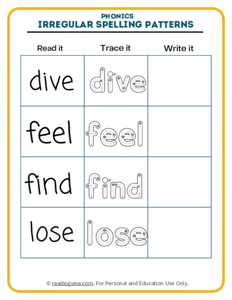 Activity 4: Words Dive, Feel, Find, Lose