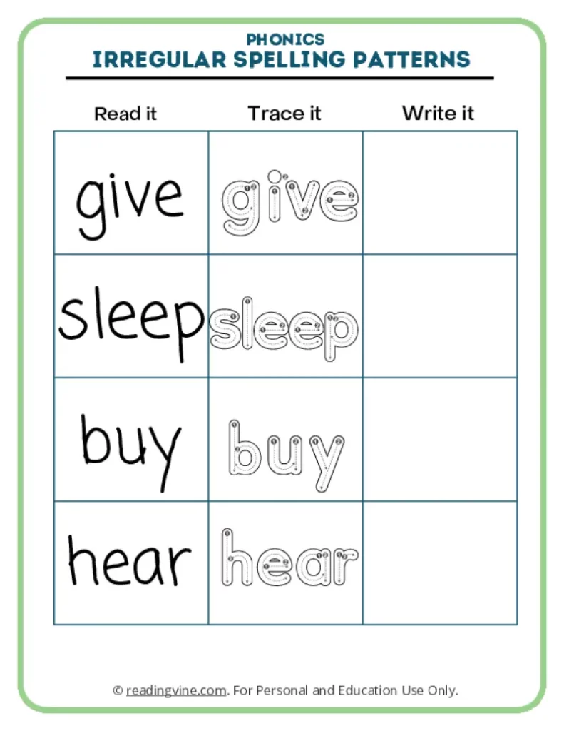 Activity 7: Words Give, Sleep, Buy, Hear