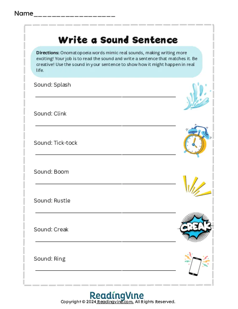 Write a Sound Onomatopoeia Examples and Activities