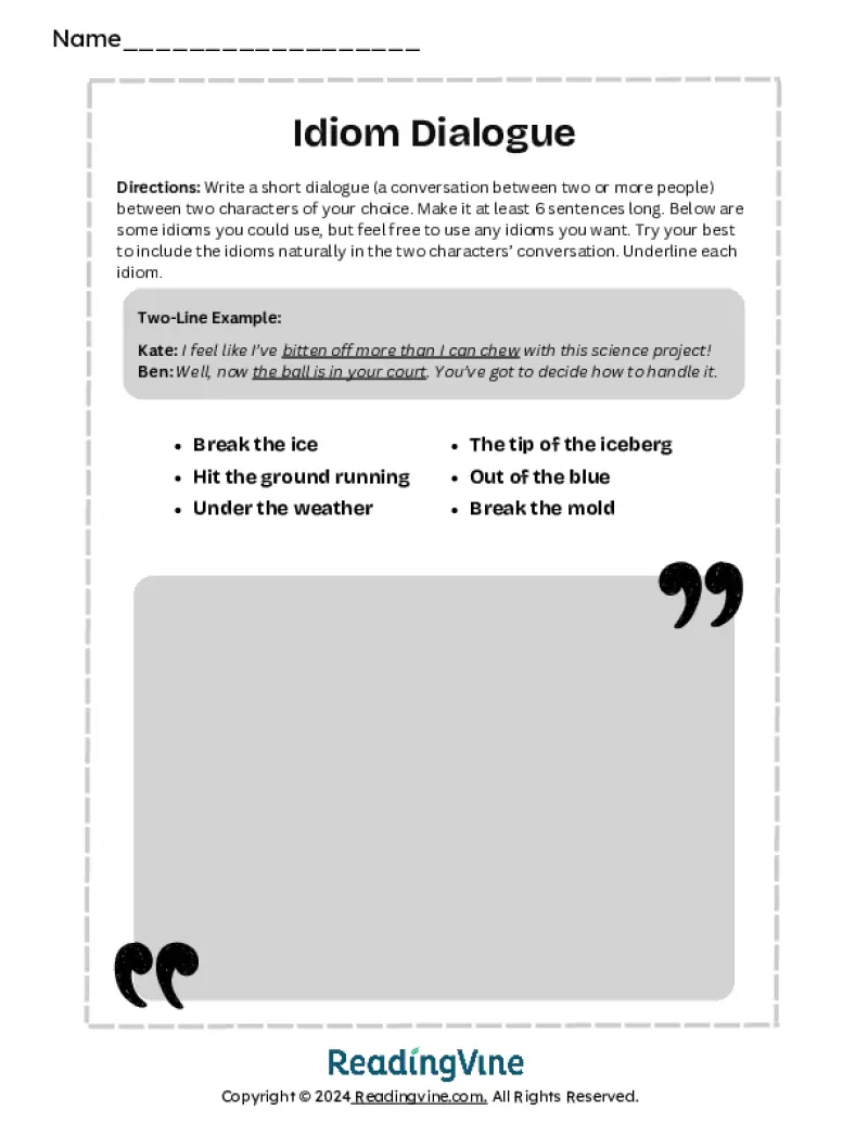 Writing Dialogue Using Idioms