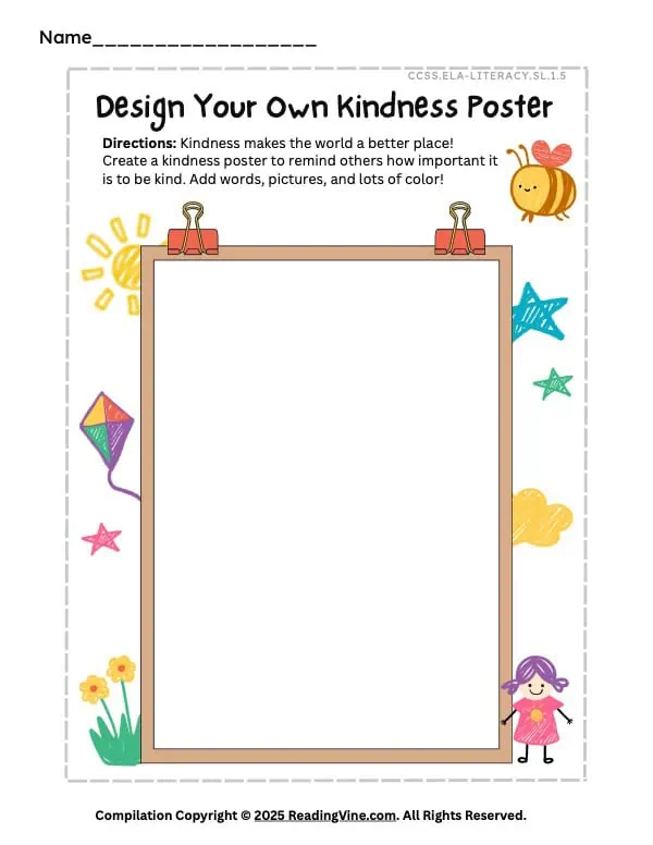 1st Grade Kindness Activity - Make a Poster