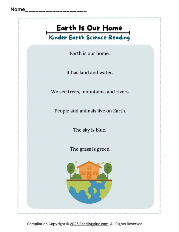 Kindergarten Earth and Space Science Activity