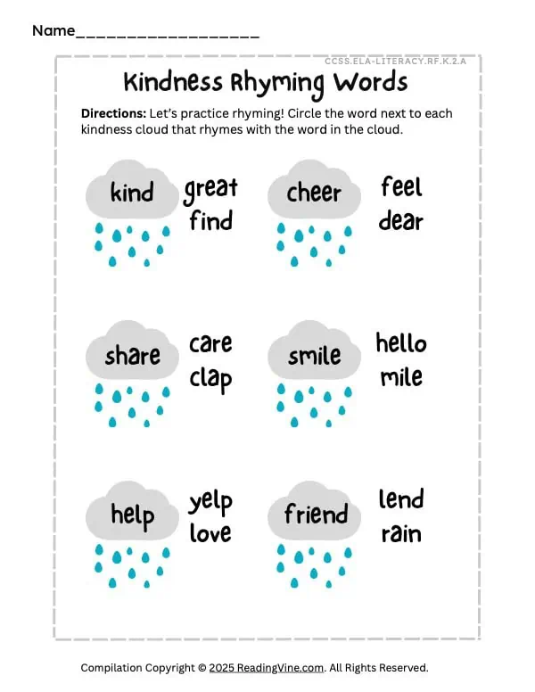 Kindergarten Kindness Activity PDFs